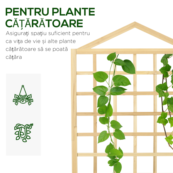  Ghivece din Lemn cu Grilaj pentru Catarat Vita de Vie, Paturi Suprainaltate pentru Gradina din Curte, Jardiniera in Aer Liber pentru Legume, Flori, Ierburi, Nuanta Natur Antichizata [4]