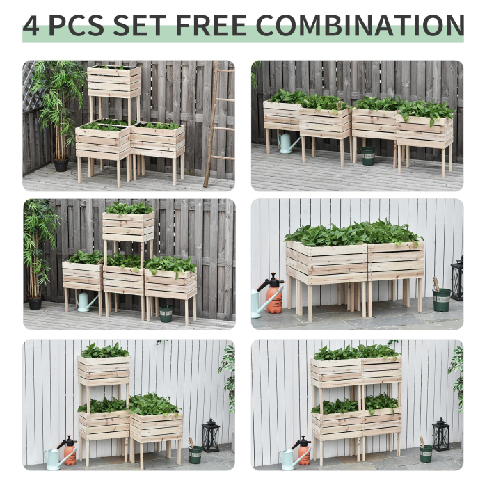  Ghiveci de Gradina Ridicat cu 4 Ghiveci pentru Plante de 50x30x60cm din Lemn [4]