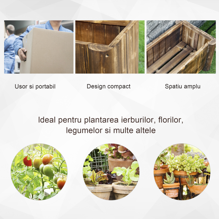  Ghiveci Rectangular pentru Plante din lemn de Brad, 70x35x30cm [6]