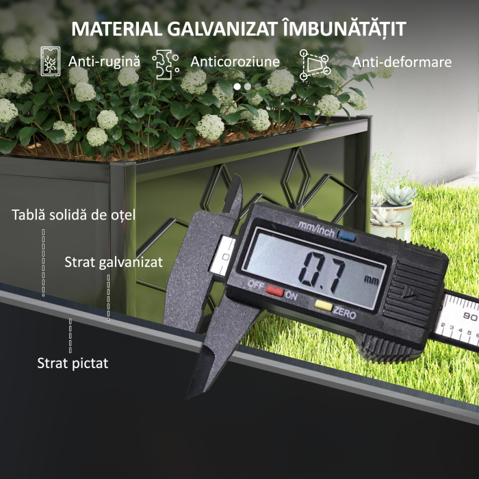  Ghiveci Ridicat pentru Gradina cu Suport pentru Plante Cataratoare din Otel Galvanizat, 90x40x120 cm, Negru [6]