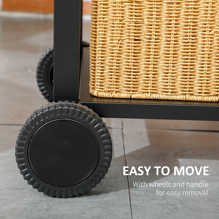  Gratar cu Tava de Carbune Reglabila, Grilaj de Gratar din Otel Galvanizat cu Rafturi de Depozitare, 120x64x114 cm, Negru [8]