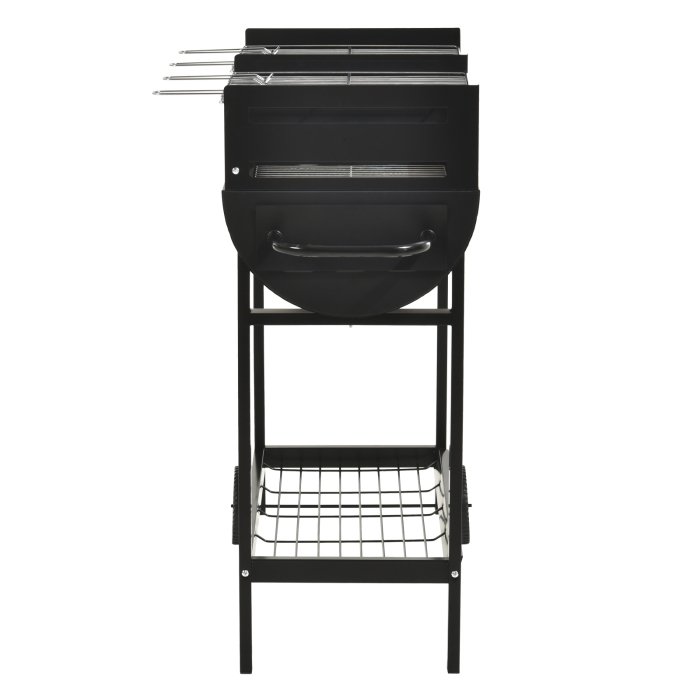  Gratar din Otel cu 2 Grile Independente Negru 90cm x 45cm x 96cm [9]