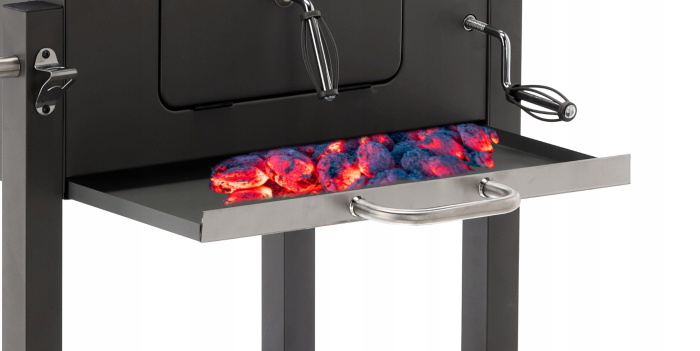 Gratar dreptunghiular pe carbuni, cu suport lateral si termometru capac, 115x60x108cm [2]