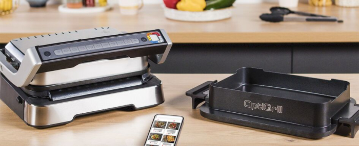 Gratar electric 4in1 multifunctional TEFAL OptiGrill Inox GC774D30, 9 programe, conectivitate la aplicatie, tava pentru cuptor, tavi detasabile, ar [12]