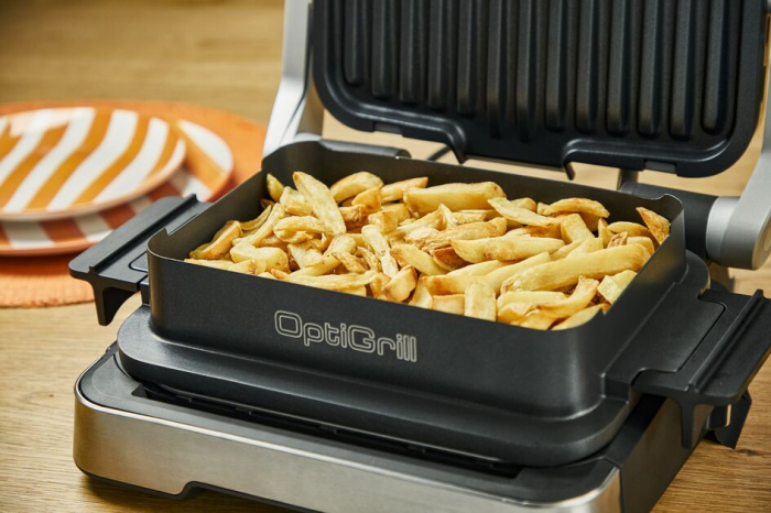Gratar electric 4in1 multifunctional TEFAL OptiGrill Inox GC774D30, 9 programe, conectivitate la aplicatie, tava pentru cuptor, tavi detasabile, ar [10]