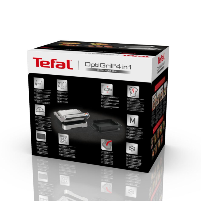 Gratar electric 4in1 multifunctional TEFAL OptiGrill Inox GC774D30, 9 programe, conectivitate la aplicatie, tava pentru cuptor, tavi detasabile, ar [22]