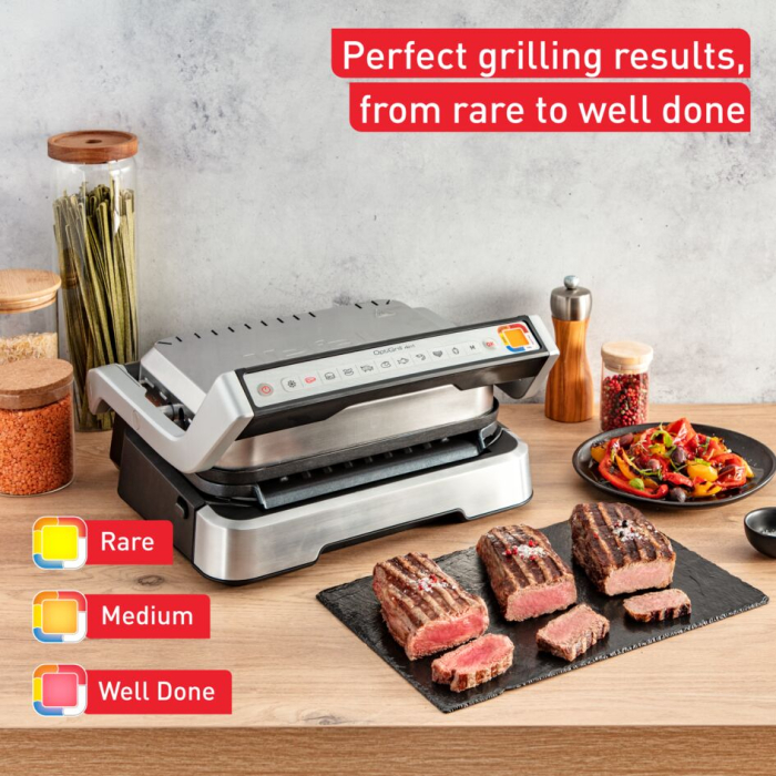 Gratar electric 4in1 multifunctional TEFAL OptiGrill Inox GC774D30, 9 programe, conectivitate la aplicatie, tava pentru cuptor, tavi detasabile, ar [5]