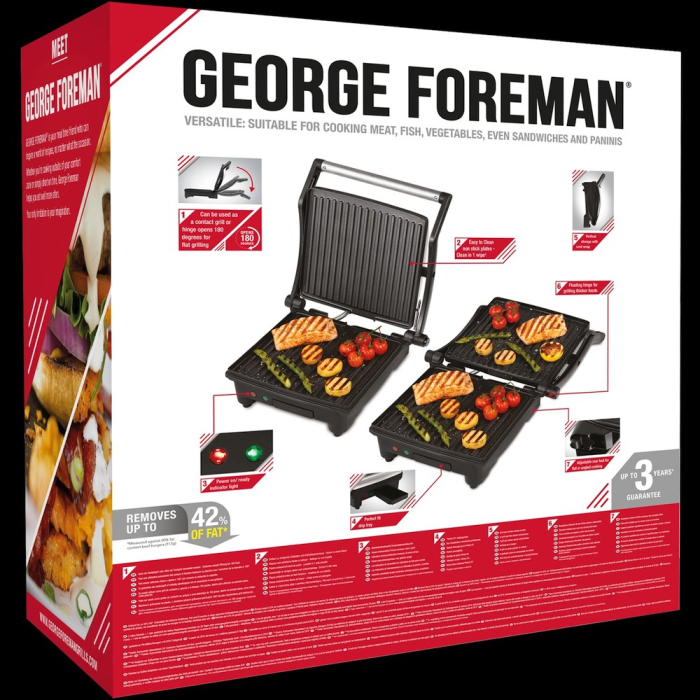 Gratar electric George Foreman Flexe Grill, placi detasabile, suprafata antiaderenta, colectare grasime, negru [5]
