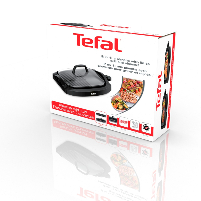Gratar electric Health Multi Grill CB6A0830, 2000 W, termostat 5 nivele, suprafaţa antiaderenta, capac sticla, negru [8]