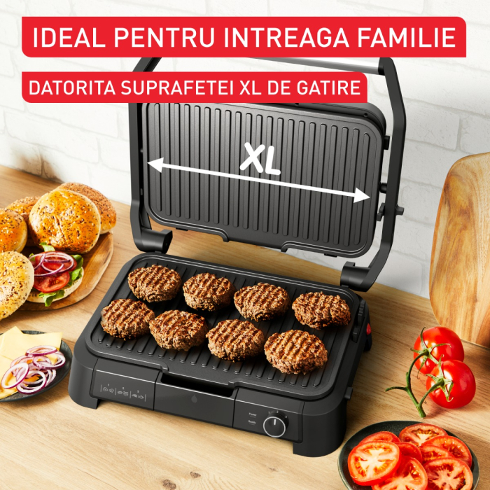 Gratar electric multifunctional Tefal SuperGrill 3 in 1 XL GC520DE0, 2000W, placi detasabile, 3 trepte temperatura, functie cuptor & barbeque, 8 [4]