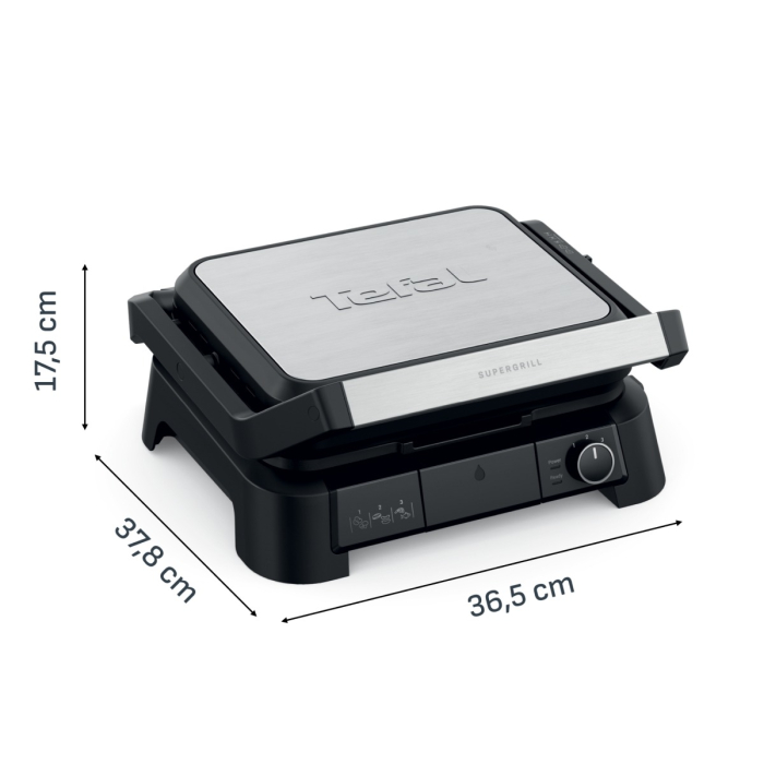 Gratar electric multifunctional Tefal SuperGrill 4-in-1 GC517DE0, 2000 W, placi detasabile, 3 trepte temperatura, functie cuptor, barbeque si waffle,  [9]