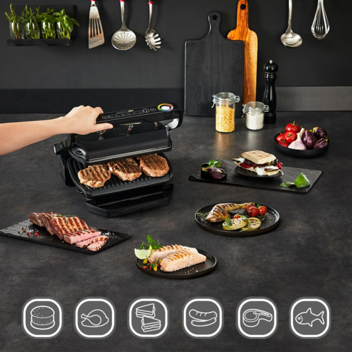 Gratar electric OptiGrill+ Snacking & Baking GC714834, 6 programe, senzor automat, mod manual , placi antiaderente, tava colectare lichide, tava c [8]
