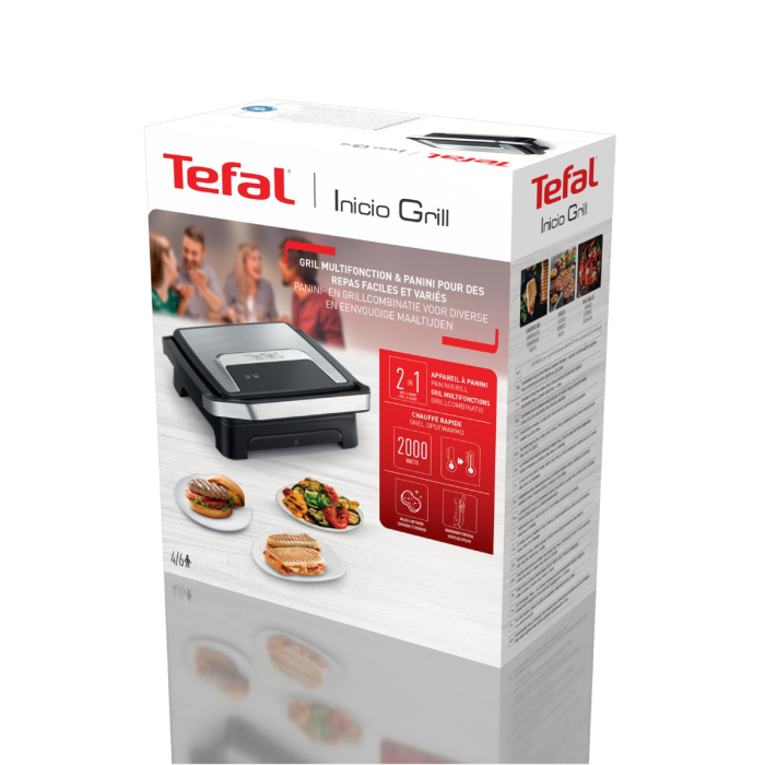Gratar electric Tefal Inicio 2 in 1 GC271D10, 2000 W, pentru panini si grill, suprafata gatire 29 x 26 cm, pana la 6 portii, placi antiaderente, tava [10]