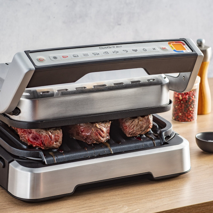 Gratar electric Tefal OptiGrill 2 in 1 GC773D30, 2100W, cleste inclus, 9 programe de gatire automate, indicator gatire, placi detasabile cu in [5]