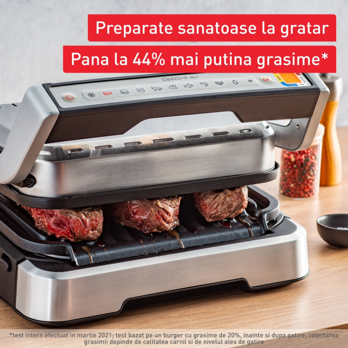 Gratar electric Tefal OptiGrill 2 in 1 GC773D30, 2100W, cleste inclus, 9 programe de gatire automate, indicator gatire, placi detasabile cu in [8]