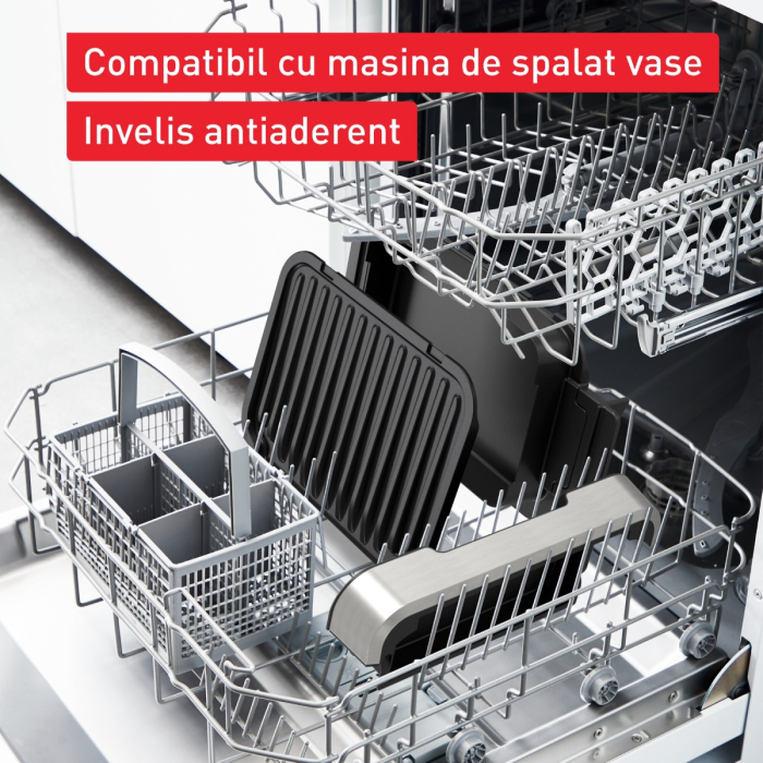 Gratar electric Tefal OptiGrill 2 in 1 GC773D30, 2100W, cleste inclus, 9 programe de gatire automate, indicator gatire, placi detasabile cu in [6]