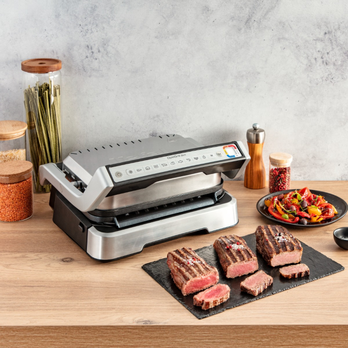 Gratar electric Tefal OptiGrill 2 in 1 GC773D30, 2100W, cleste inclus, 9 programe de gatire automate, indicator gatire, placi detasabile cu in [11]