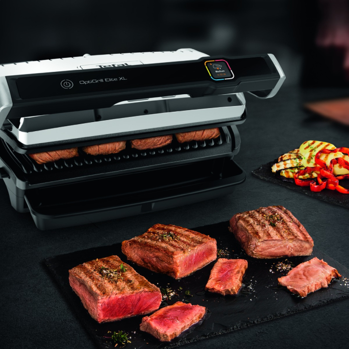 Gratar electric Tefal OptiGrill Elite XL GC760D30, 2200 W, 16 programe de gatit, senzor de gatire, indicator nivel de gatire, plci 40x20cm detasabi [14]
