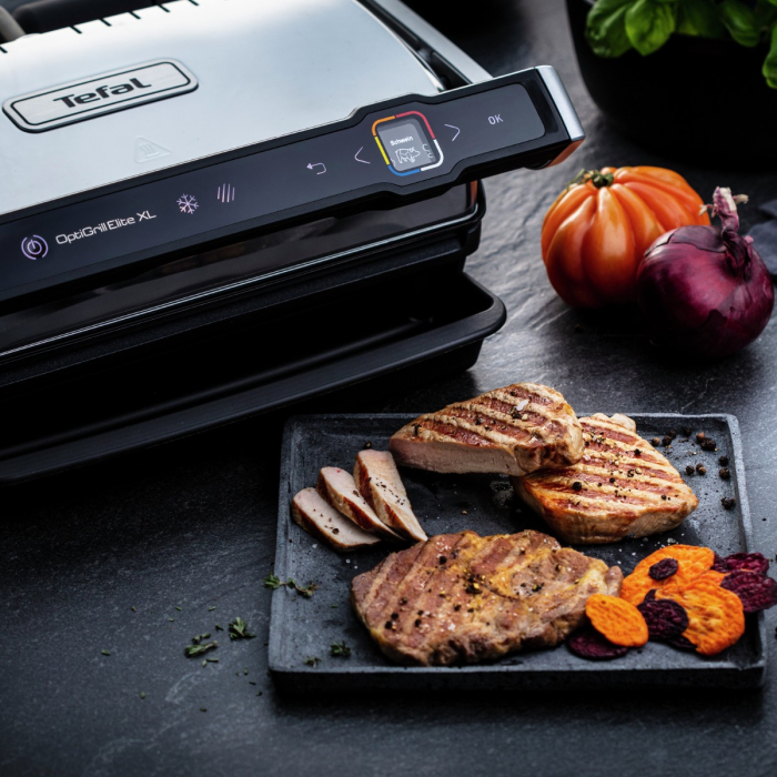 Gratar electric Tefal OptiGrill Elite XL GC760D30, 2200 W, 16 programe de gatit, senzor de gatire, indicator nivel de gatire, plci 40x20cm detasabi [10]