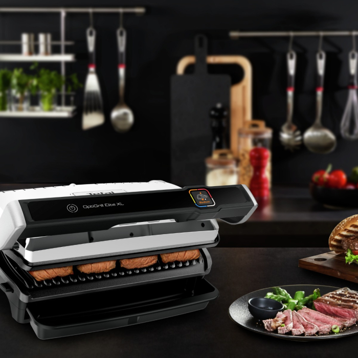 Gratar electric Tefal OptiGrill Elite XL GC760D30, 2200 W, 16 programe de gatit, senzor de gatire, indicator nivel de gatire, plci 40x20cm detasabi [12]