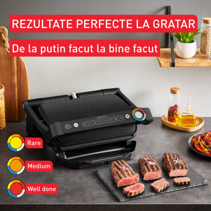 Gratar electric Tefal Optigrill+ GC717810, 2000W, 6 programe automate, placi de 30 x 20 cm detasabile, mod auto si manual, negru  [8]