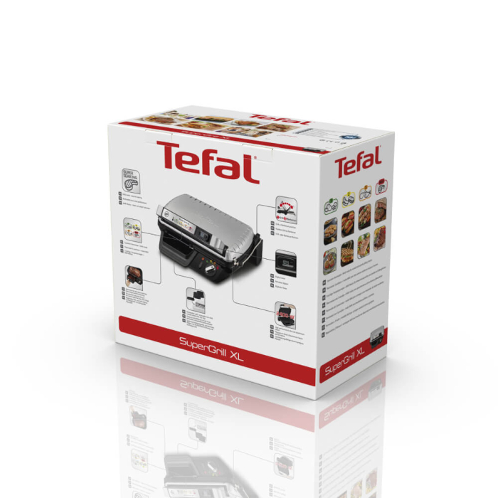 Gratar electric Tefal SuperGrill XL GC461B34, 2400W, termostat cu 4 pozitii, placi antiaderente, tava de colectare, indicator LED [7]