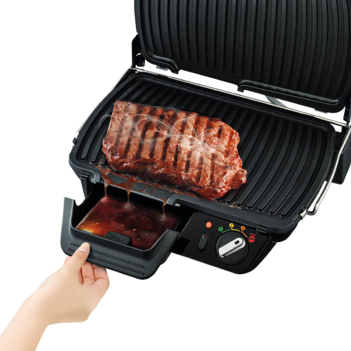 Gratar electric Tefal SuperGrill XL GC461B34, 2400W, termostat cu 4 pozitii, placi antiaderente, tava de colectare, indicator LED [6]