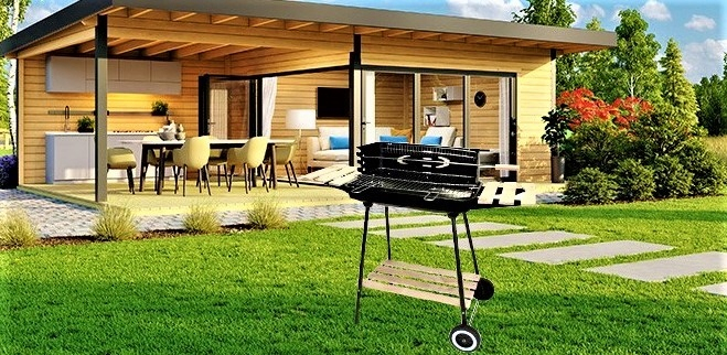 Gratar metalic carbuni cu tava cromata, spita rotisor, reglare inaltime 4 trepte, 104x88x45 cm [5]