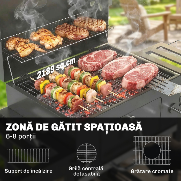  gratar pe carbune, grila reglabila, rafturi rabatabile, termometru. [4]
