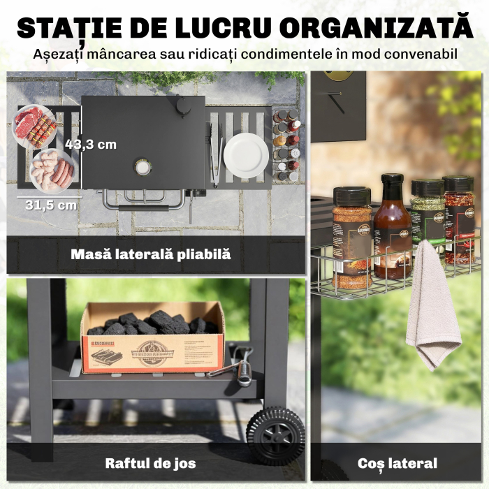  gratar pe carbune, grila reglabila, rafturi rabatabile, termometru. [7]