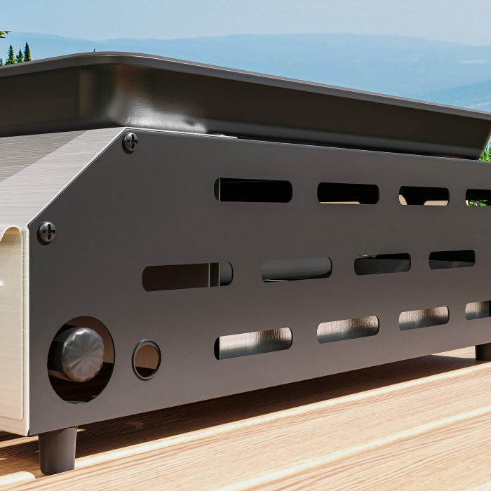  Gratar pe Gaz cu 4 Arzatoare, Picioare Reglabile si Tava de Colectare a Grasimii, 77x44.5x19 cm, Argintiu [9]