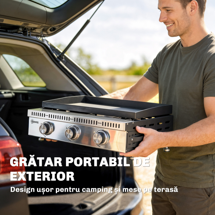 Gratar pe Gaz , portabil de masa, cu tava pentru grasime, culoare neagra. [8]
