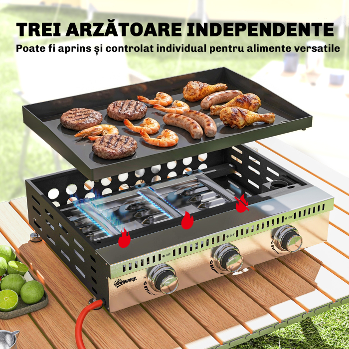 Gratar pe Gaz , portabil de masa, cu tava pentru grasime, culoare neagra. [4]