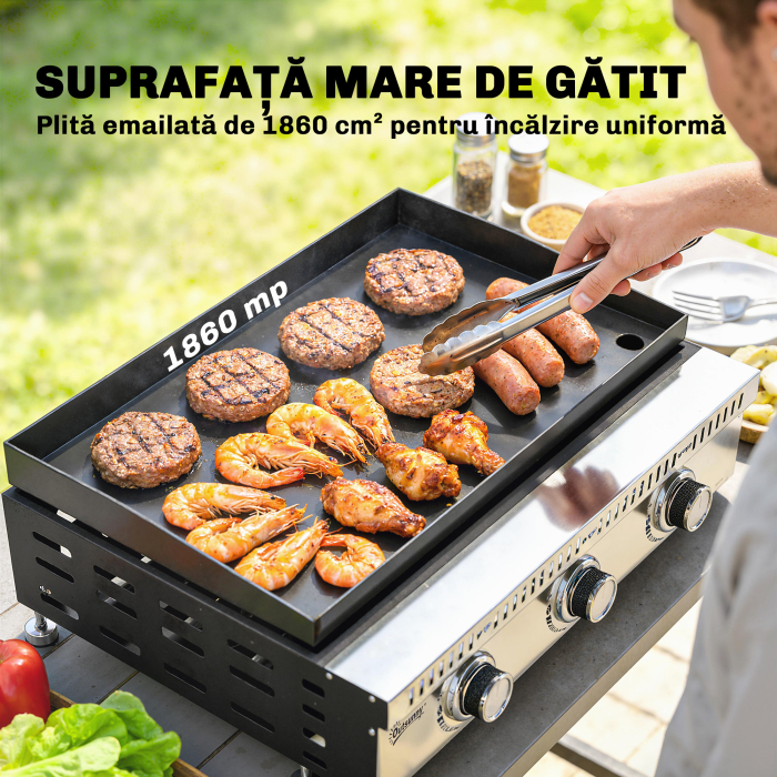 Gratar pe Gaz , portabil de masa, cu tava pentru grasime, culoare neagra. [5]