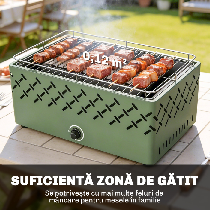  Gratar Portabil pe Carbune cu Ventilator Integrat pentru Exterior, Verde Deschis [5]