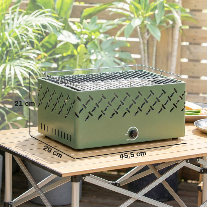  Gratar Portabil pe Carbune cu Ventilator Integrat pentru Exterior, Verde Deschis [3]