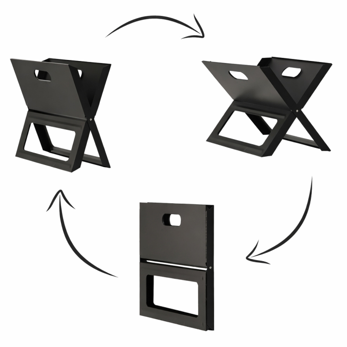 Gratar portabil pliabil pentru gradina si camping, metal, 56x56x40 cm, negru [4]