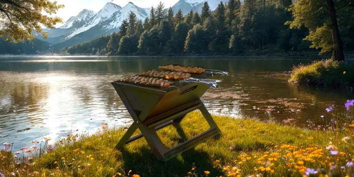 Gratar portabil pliabil pentru gradina si camping, metal, 56x56x40 cm, negru [3]