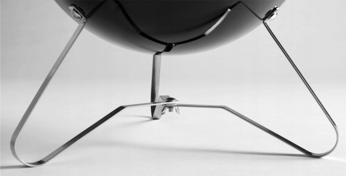 Gratar rotund, din otel, cu suport cromat, tava din inox, 43x37cm, negru [3]