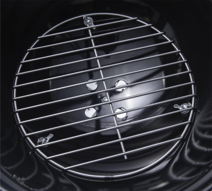 Gratar rotund, din otel, cu suport cromat, tava din inox, 43x37cm, negru [6]