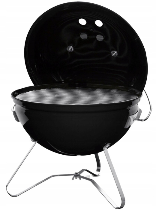 Gratar rotund, din otel, cu suport cromat, tava din inox, 43x37cm, negru [4]