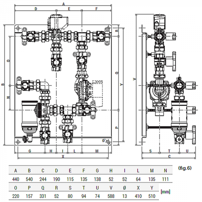 Grup de distributie Giacomini R586HPIY005 pentru pompa de caldura, cu vana deviatoare standard (40 sec), separator magnetic, conexiuni G 1”F [5]