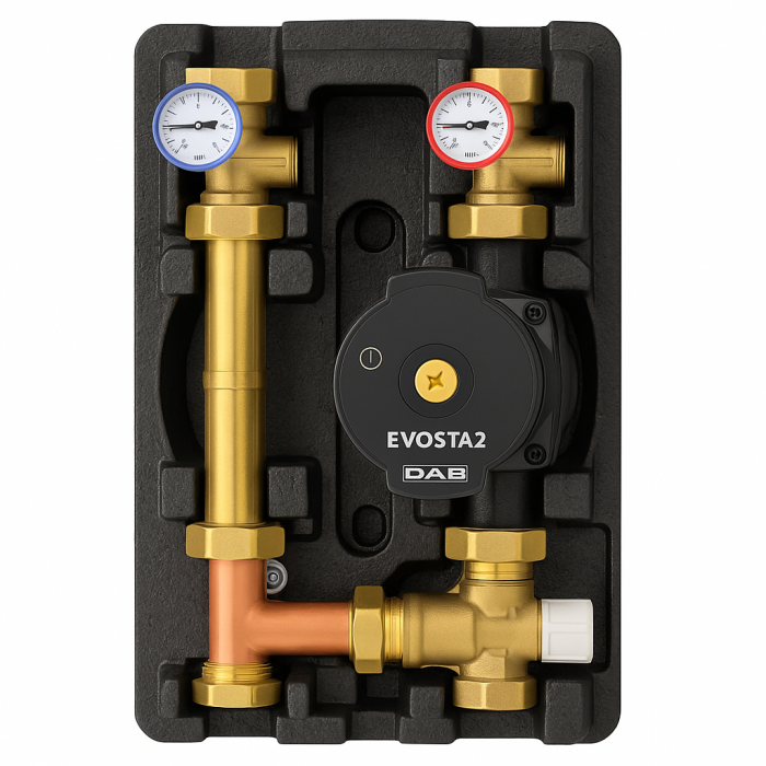 Grup de pompare cu vana termostatica Giacomini R586RY104, pompa de circulatie DAB EVOSTA2 sau WILO, eficienta energetica ridicata, 400mp [1]