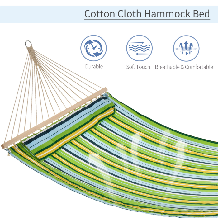 Hamac de Gradina  pentru 1-2 persoane Max 150 kg, Hamac de Camping din Bumbac si Poliester cu Perna Detasabila 400x140cm [4]