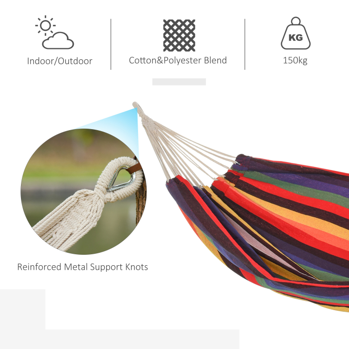  hamac din bumbac si poliester 2x1.5m, multicolor [5]