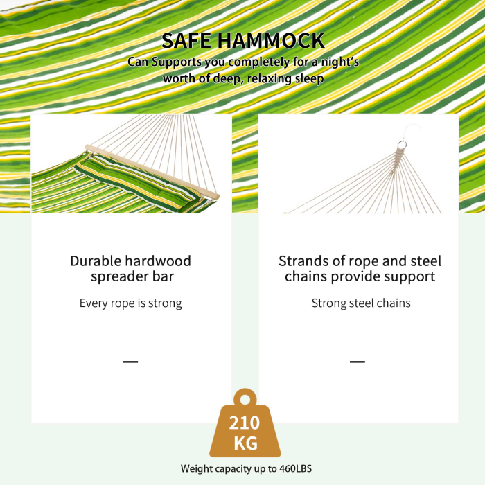  hamac dublu cu perne, 2,84×1,4 m, verde si galben [4]