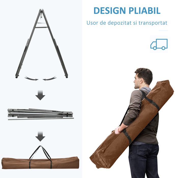  Hamac pentru Exterior cu Arc cu Suport Curbat PLiabil, Material din Bumbac Comfortabil si Cadru de Otel, Negru [5]
