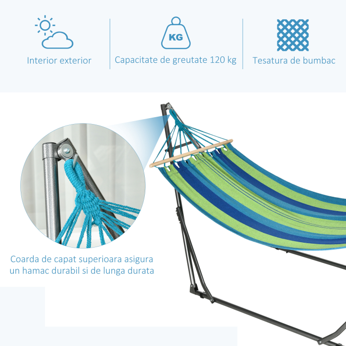  Hamac pentru Exterior cu Arc cu Suport Curbat PLiabil, Material din Bumbac Comfortabil si Cadru de Otel, Negru [7]