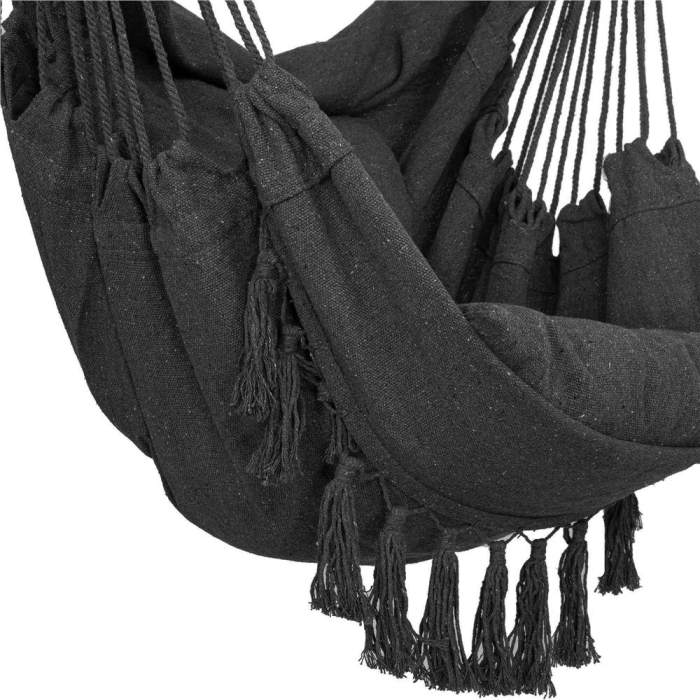 Hamac tip leagan suspendat pentru casa sau gradina, cu perne, 130x100cm, 150kg, gri inchis [13]