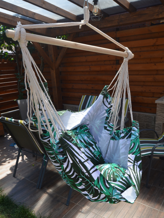 Hamac tip leagan suspendat pentru casa sau gradina, floral, 130x100cm, 150kg [4]